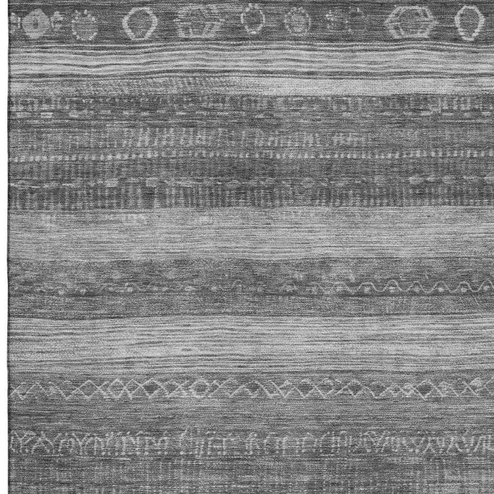 10' X 14' Geometric Washable Area Rug With UV Protection (705623) - Gray / Silver