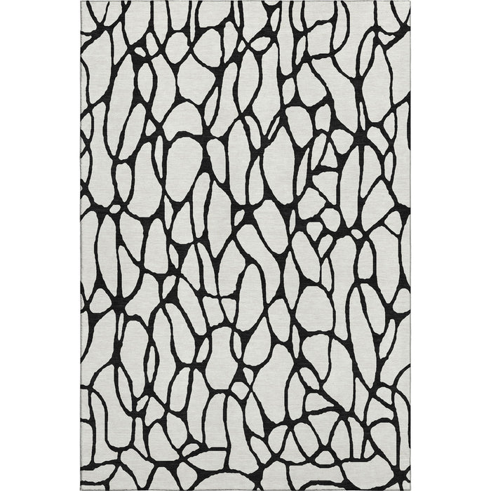 10' X 14' Geometric Washable Area Rug With UV Protection (680331) - Ivory / Black