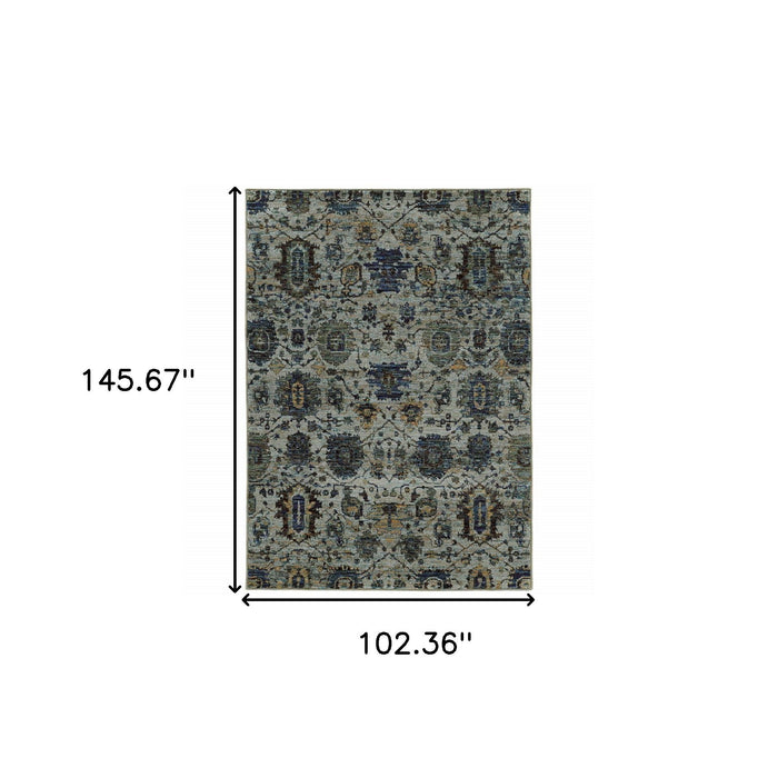 9' x 12' Oriental Power Loom Area Rug - Blue Green