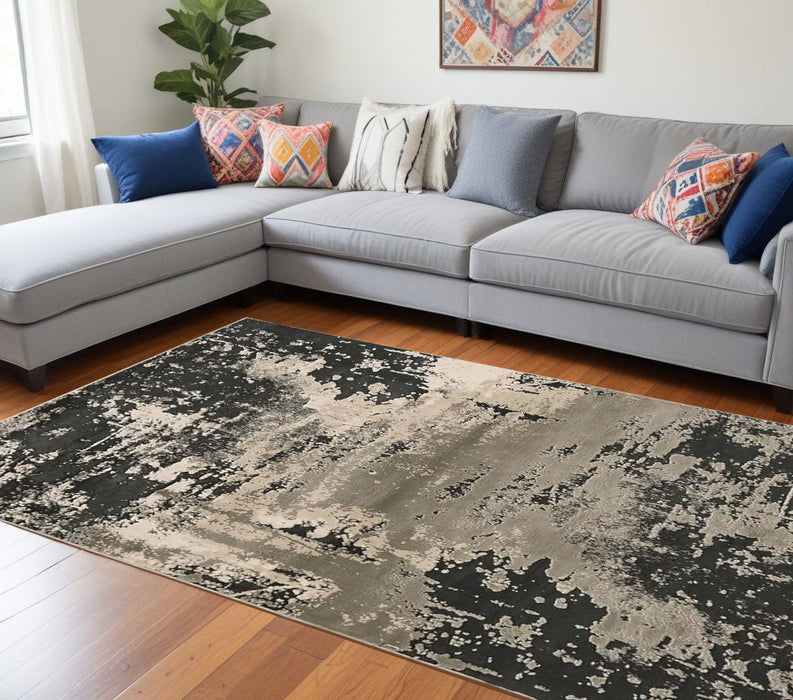 7' x 10' Polyester Area Rug - Silver Charcoal