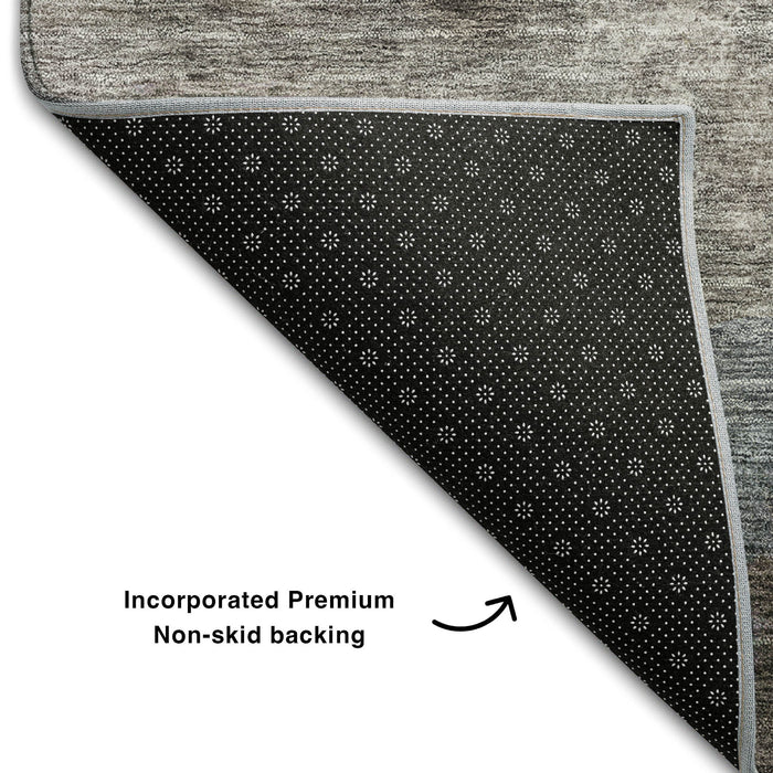 10' X 14' Abstract Washable Area Rug With UV Protection (683590) - Gray / Silver