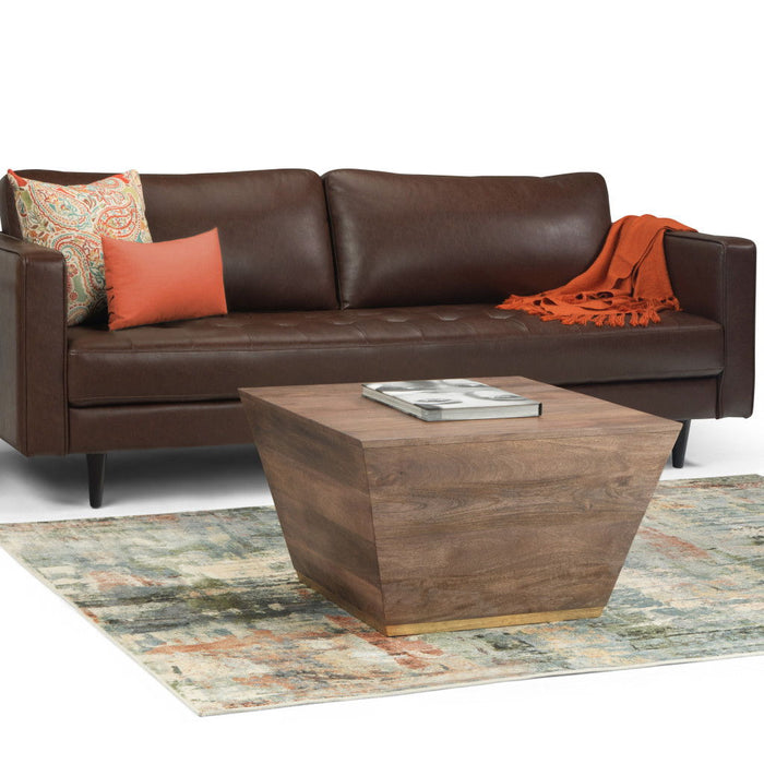Solid Wood Square End Table - Dark Brown