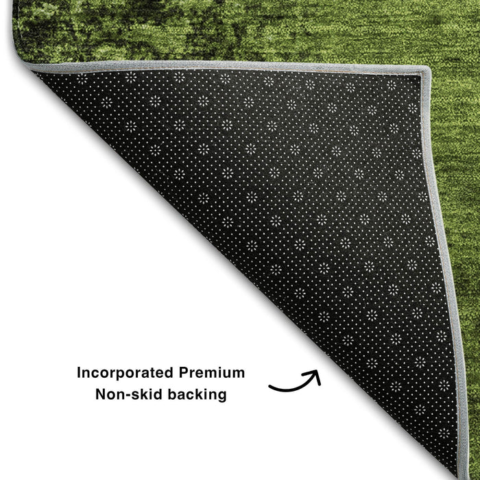 8' X 10' Abstract Washable Area Rug With UV Protection (648812) - Green / Gray