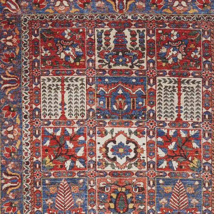 8' X 10' Oriental Distressed Non Skid Area Rug (550549) - Ivory / Red / Blue