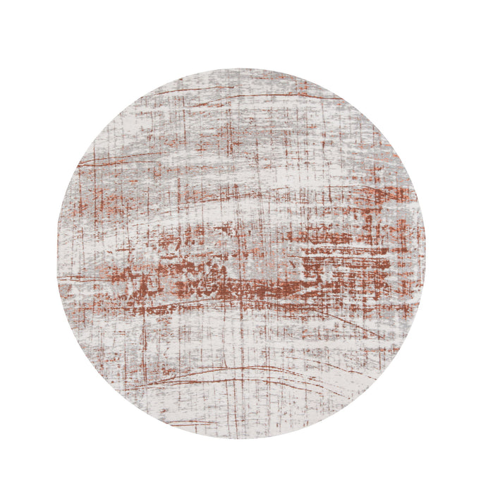 8' Round Abstract Non Skid Area Rug - Gray And Yellow