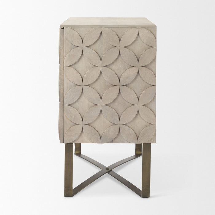 Accent Cabinet With Two Doors - Brown / Gold