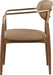 Vegan leather upholstered dining arm chair with walnut legs from Meridian Furniture, modern design and comfortable seating.