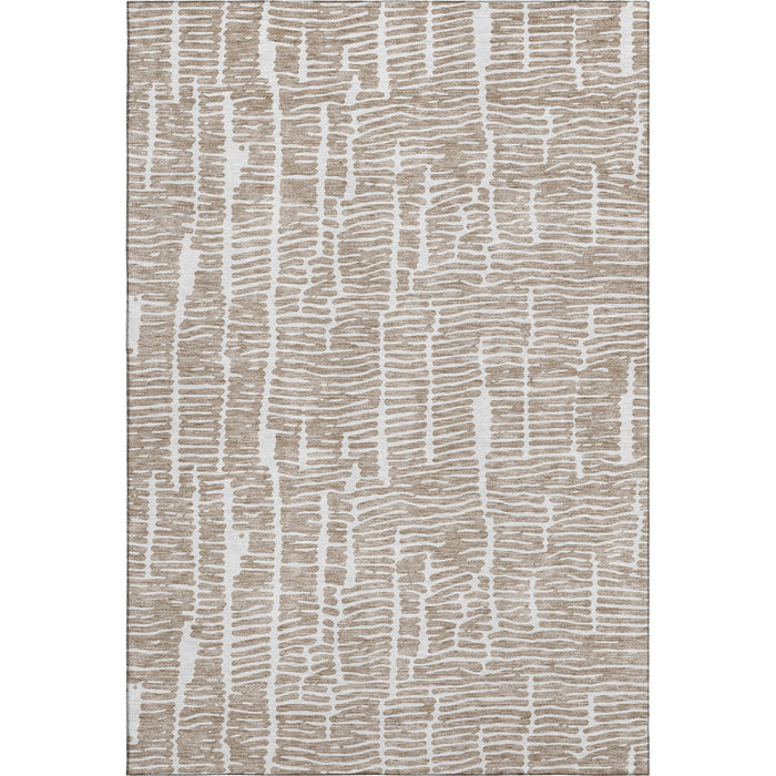 10' X 14' Vermicular Washable Area Rug With UV Protection - Brown And Ivory