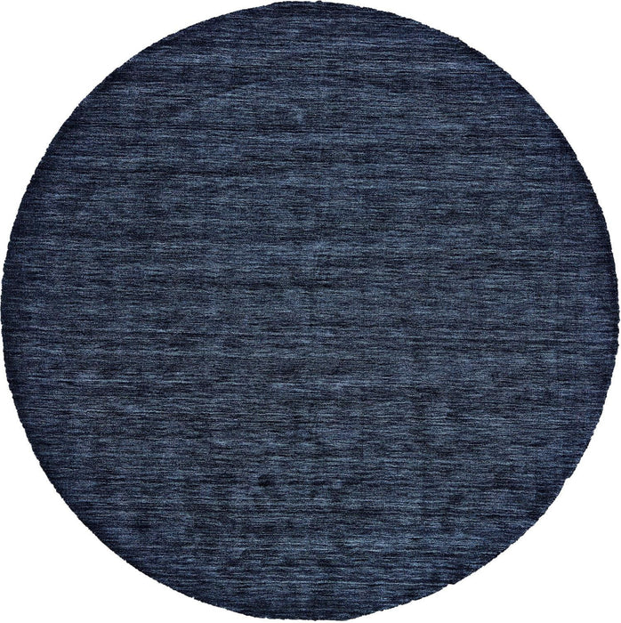8' Round Wool Hand Woven Area Rug - Blue
