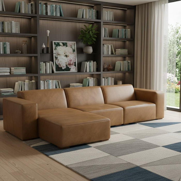 Modular Leather Sofa - Brown