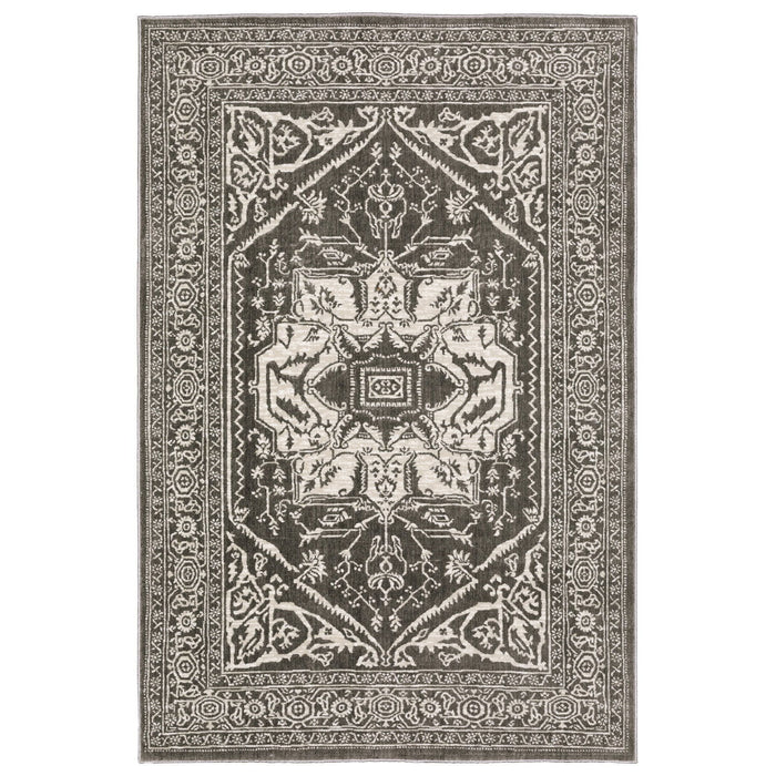 10' X 13' Oriental Area Rug - Gray / Ivory