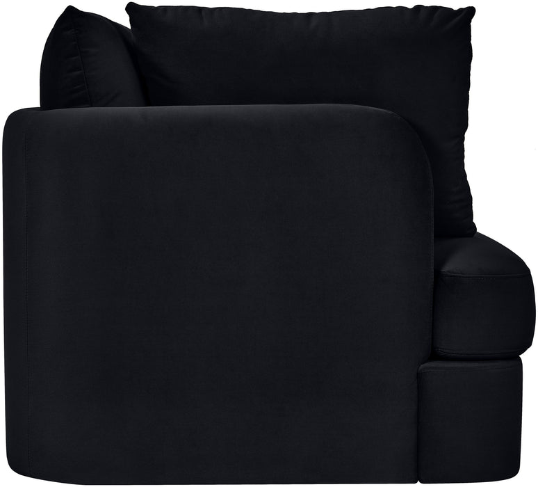 Meridian Furniture Hammond velvet upholstered stationary chair with plush fabric and modern design, featuring a comfortable, stylish seat.
