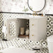 Giga wall-mounted bathroom vanity set with sink, two drawers, soft-close door, modern design, in a sleek bathroom setting