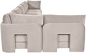Meridian Furniture Hammond velvet performance fabric 6-piece L-shaped armless sectional sofa, stationary living room furniture.