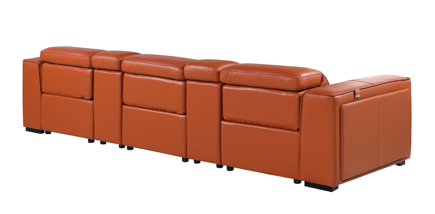 Top Grain Leather Reclining Metal USB Sofa (720395) - Camel