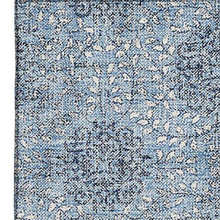10' X 14' Damask Washable Area Rug With UV Protection (705965) - Blue / Gray / Ivory