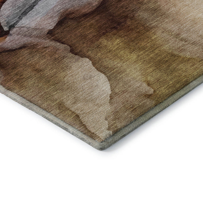 10' X 14' Abstract Washable Area Rug With UV Protection (708631) - Rust / Gray / Beige