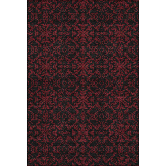 10' X 14' Medallion Washable Area Rug With UV Protection - Red And Black