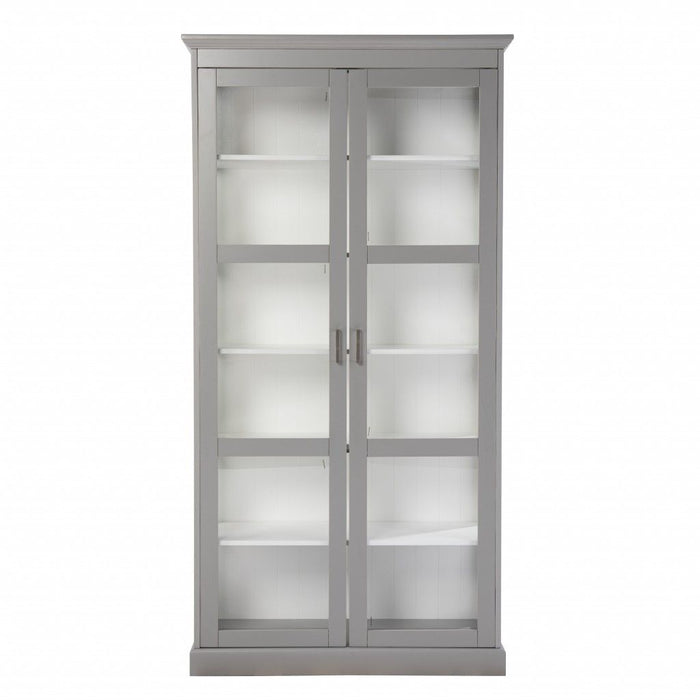 Cornice Molding Double Door Curio Cabinet - Off White