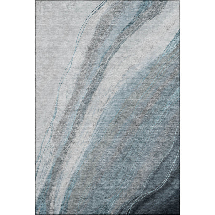 10' X 14' Abstract Washable Area Rug With UV Protection (715507) - Teal / Gray