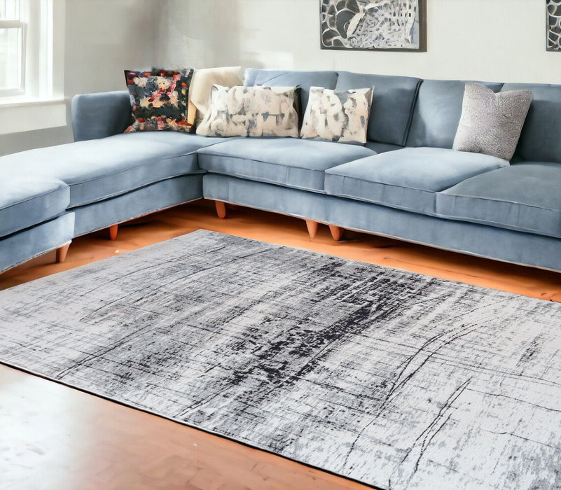 6' x 8' Abstract Non Skid Area Rug - Black And White