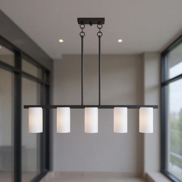 5 Light Dimmable Chandelier With Shades - Bronze