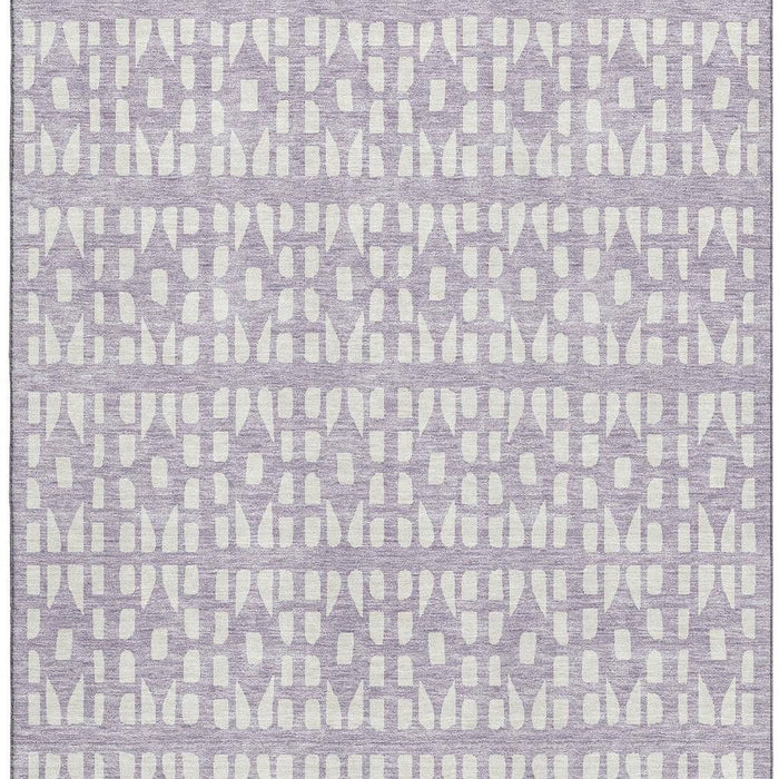 10' X 14' Geometric Washable Area Rug With UV Protection (676278) - Lavender / Ivory