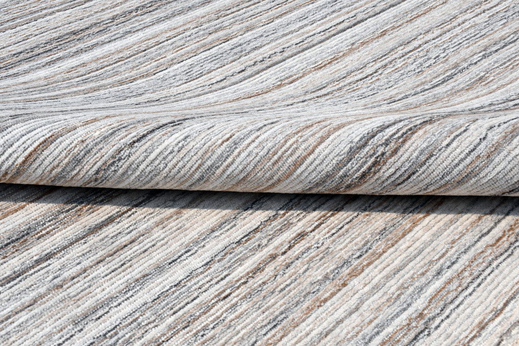 8' x 10' Wool Blend Abstract Lines Hand Loomed Area Rug - Beige And Gray