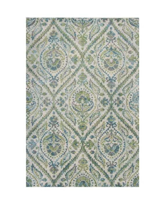 7' x 10' Polypropylene Area Rug - Ivory Or Teal