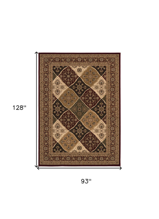 7.8' x 10.7' Oriental Power Loom Area Rug - Red And Beige