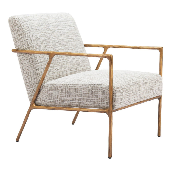 25" Upholstered Arm Chair - Beige / Gold