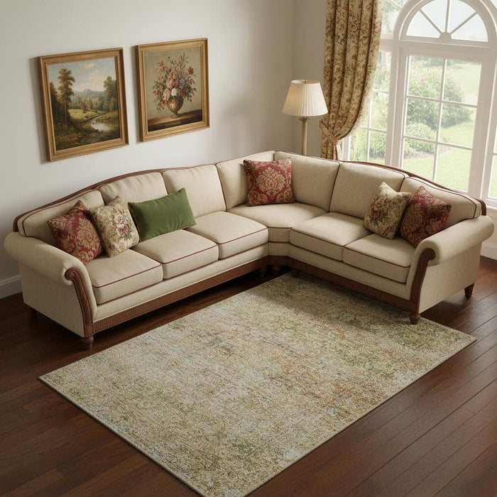 10' X 14' Abstract Washable Area Rug With UV Protection (717941) - Gold / Beige