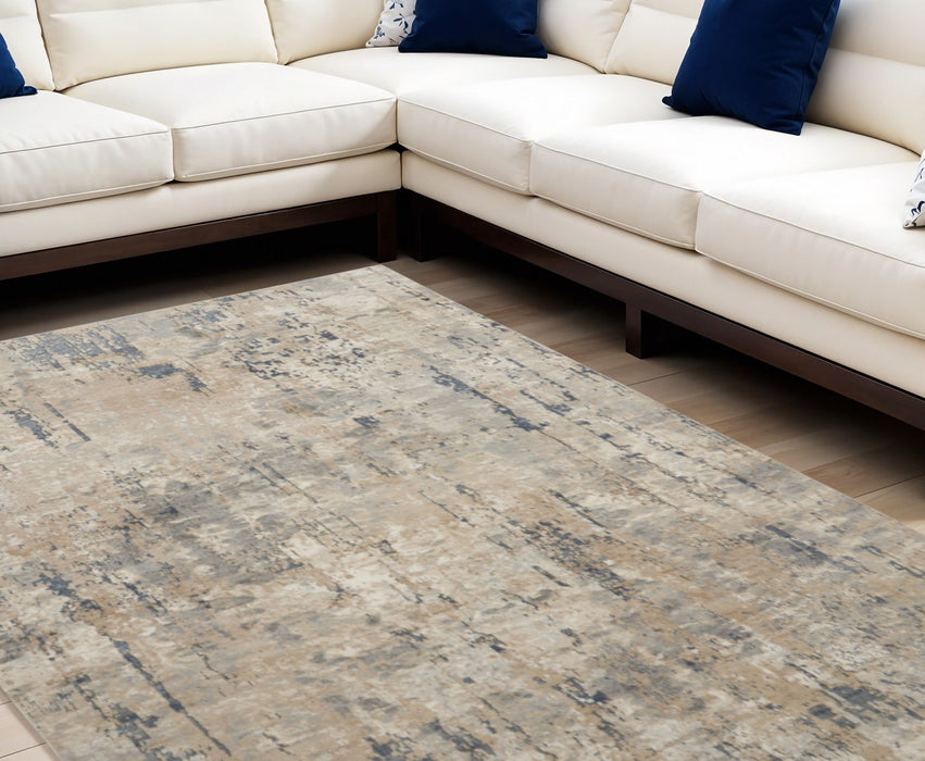 12' X 15' Abstract Polypropylene Power Loom Area Rug - Gray And Beige