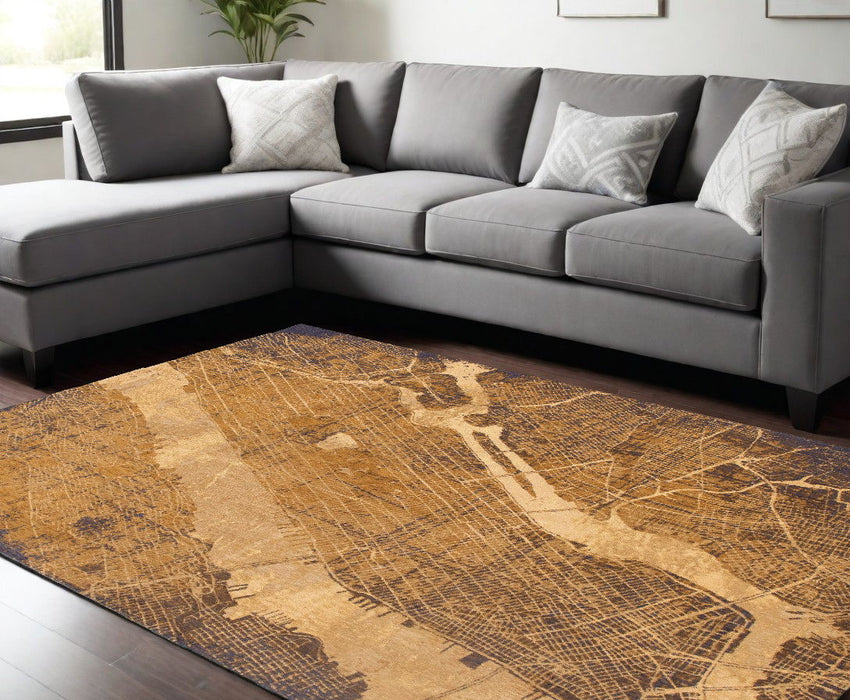 6' x 9' Abstract Non Skid Area Rug - Yellow