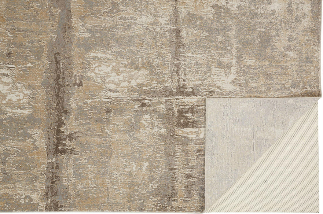 10' x 14' Abstract Viscose Area Rug - Tan Ivory And Brown