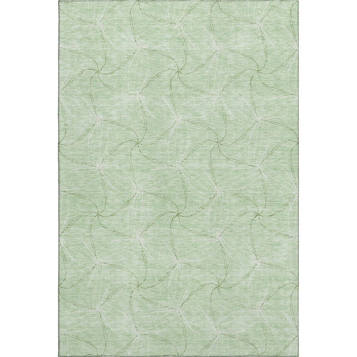 10' X 14' Geometric Washable Area Rug With UV Protection (676578) - Mint Green / Ivory