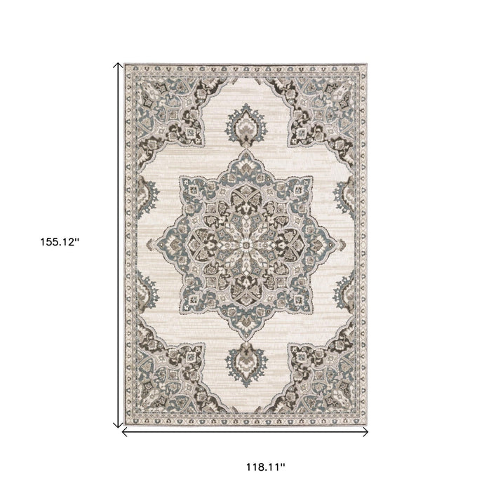 10' X 13' Medallion Area Rug - Brown And Blue