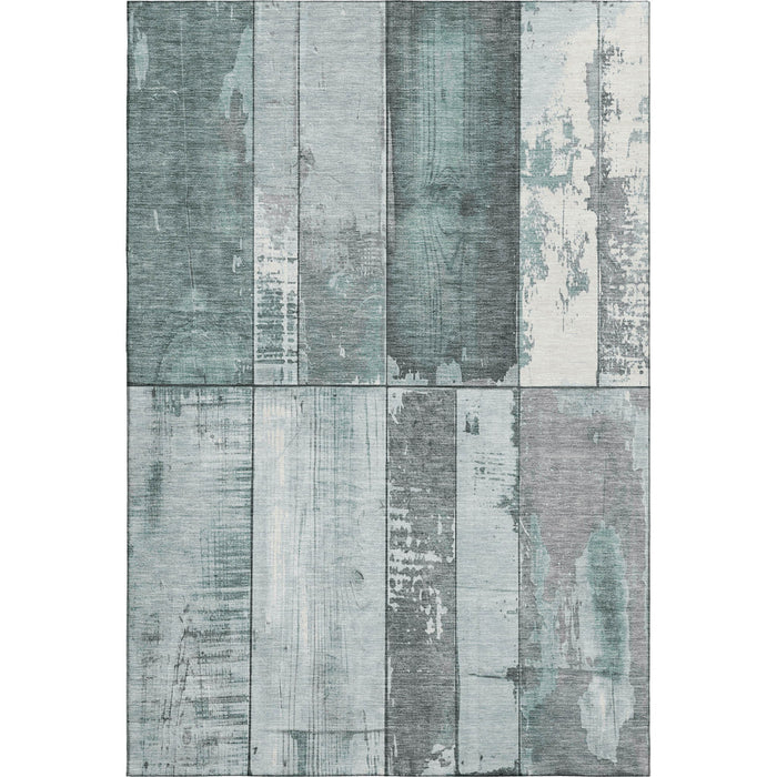 10' X 14' Geometric Washable Area Rug With UV Protection (706565) - Pale Aqua / Gray