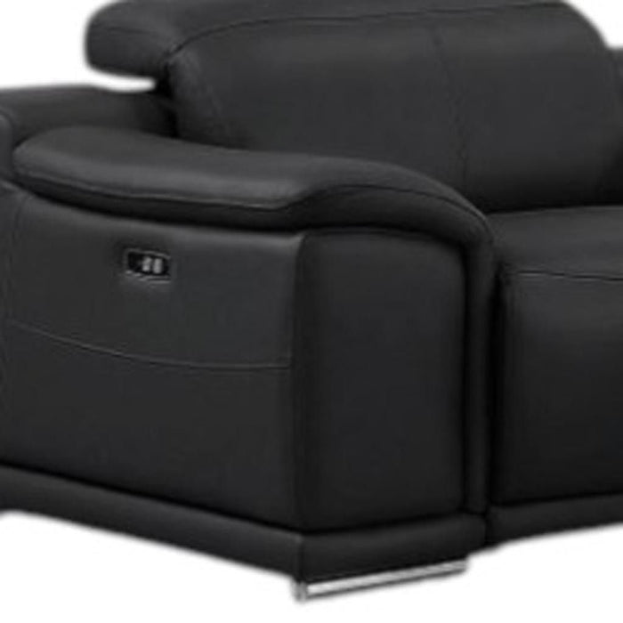 Leather Modular L-Shaped Seven Piece Corner Sectional With Console - Black