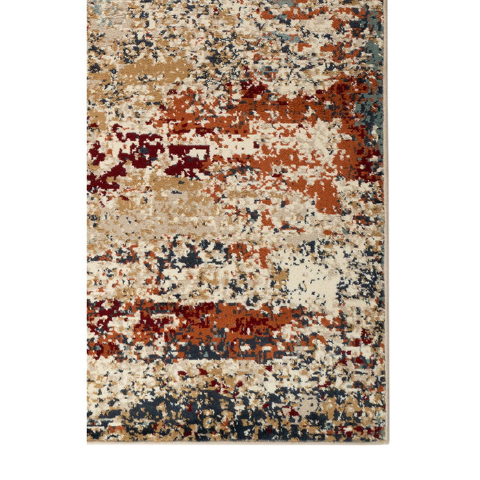 9' x 12' Abstract Power Loom Area Rug - Orange And Black