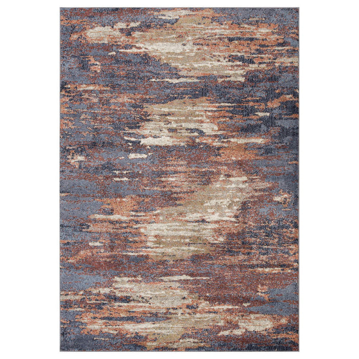 9' x 12' Abstract Power Loom Area Rug - Ivory Rust And Blue