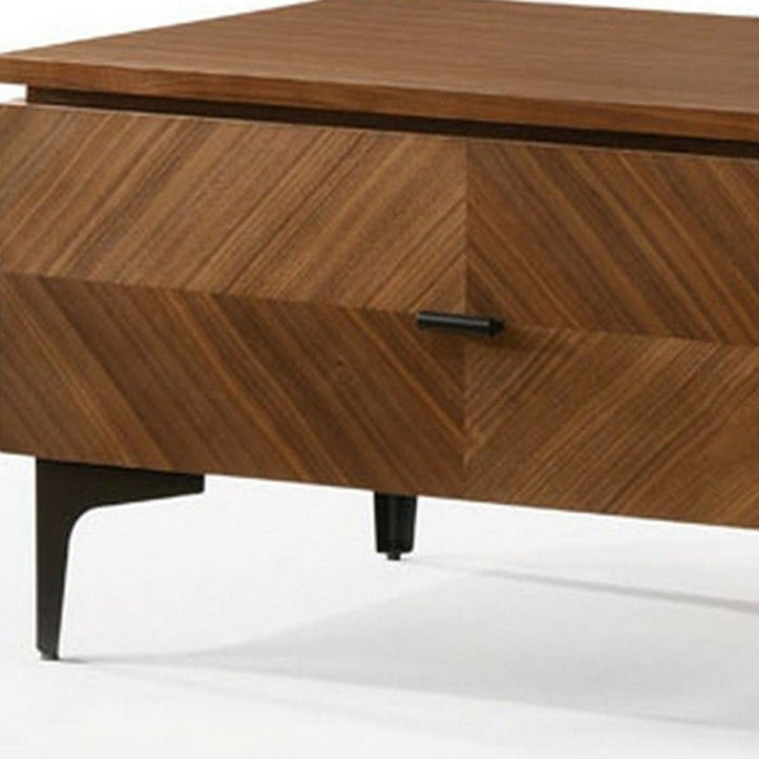 Mid Century Nightstand With Two Drawers - Walnut