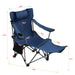 Giga outdoor camping arm chair in dark blue with 3-level reclining, side pockets, cup holder, folding design, and carry bag.