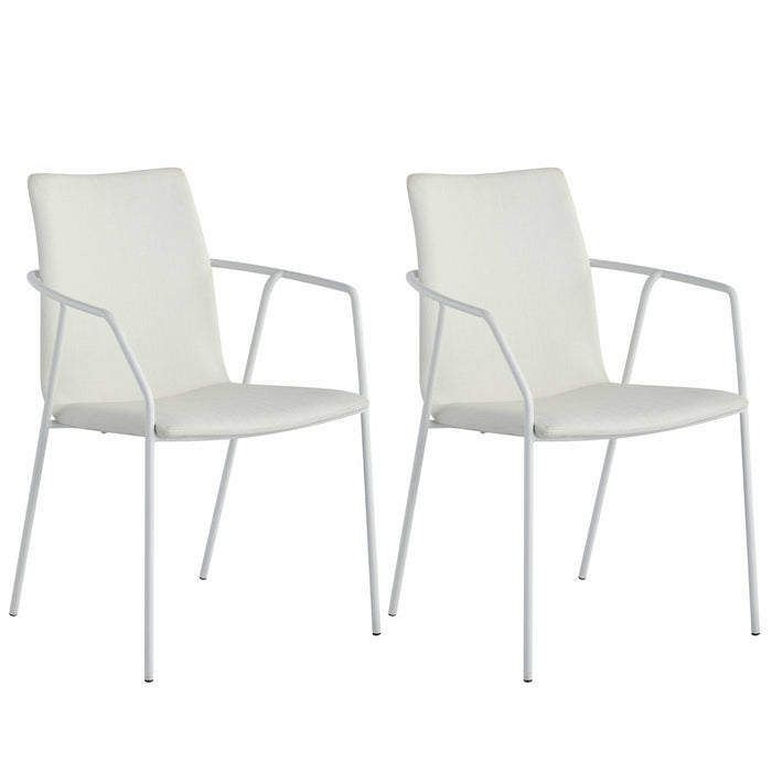 Chintaly ALICIA Contemporary White Upholstered Arm Chair - 2 per box Matte White