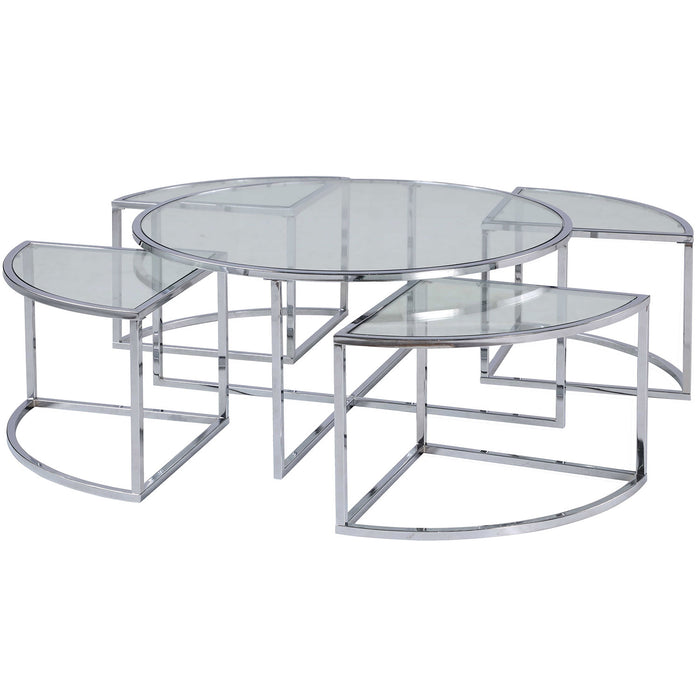 Chintaly ARIEL-CT-NST Nesting Cocktail Table Glass Shelves Clear