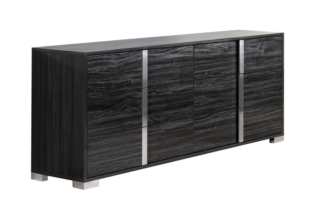 J & M Furniture Alice Dresser in Glossy Grey