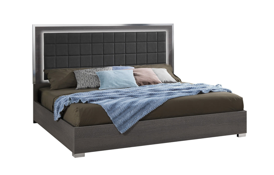 J & M Furniture Alice King Bed in Matte Grey