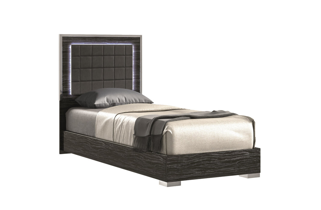 J & M Furniture Alice Twin Bed in Glossy Grey