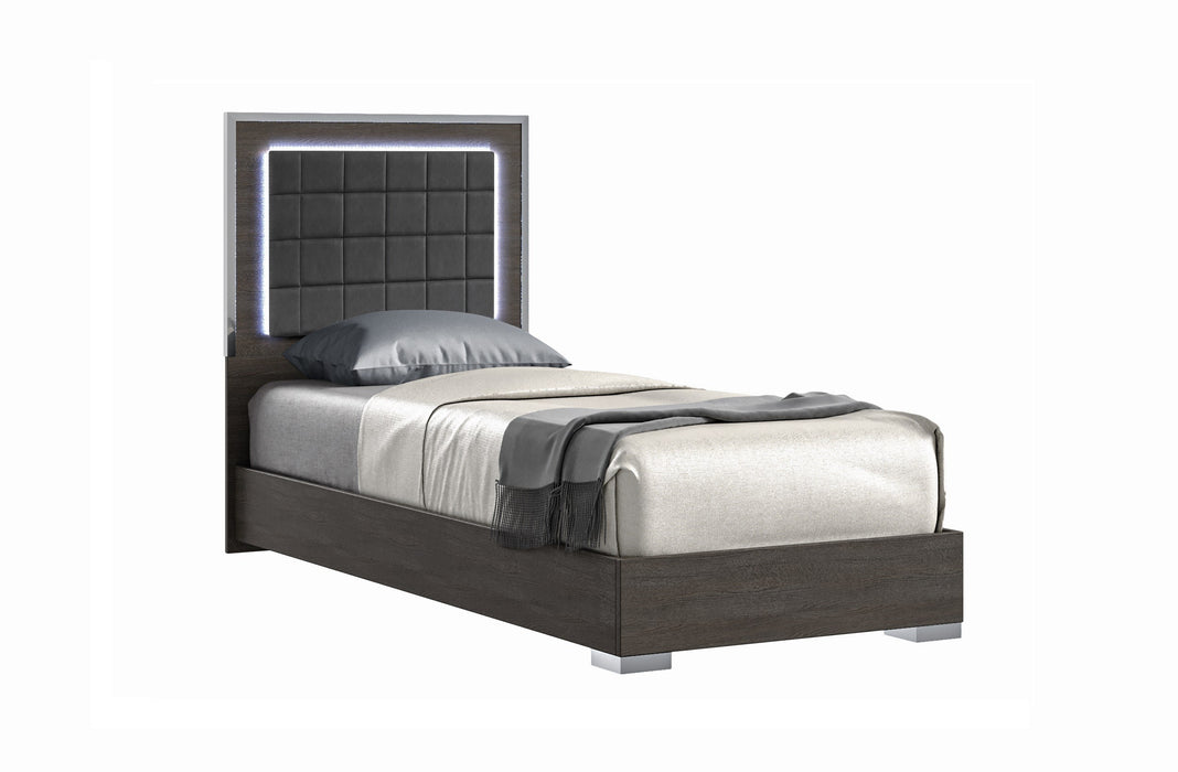 J & M Furniture Alice Twin Bed in Matte Grey