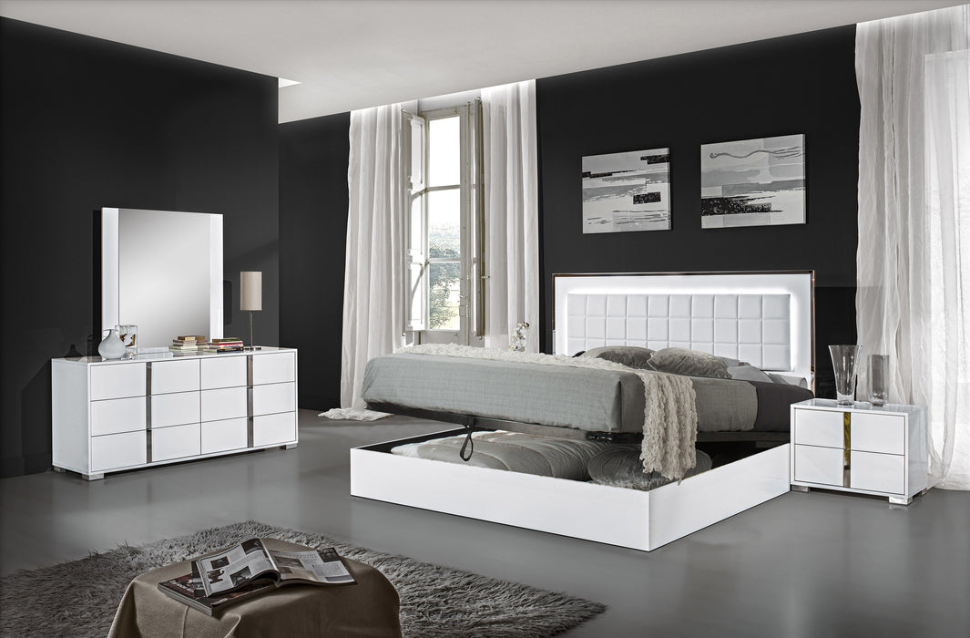 J & M Furniture Alice Queen Storage Bed in White High Gloss